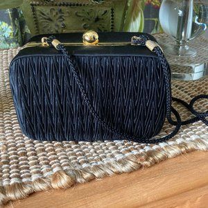Vintage Black Mini Square Hardsided Evening Handbag